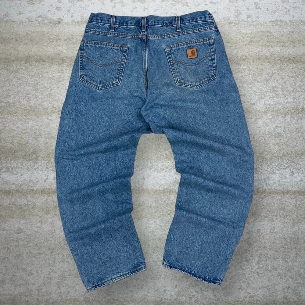 Vintage 90s Carhartt Jeans 36x30 Relaxed Fit Light Wash Denim Flannel Lined